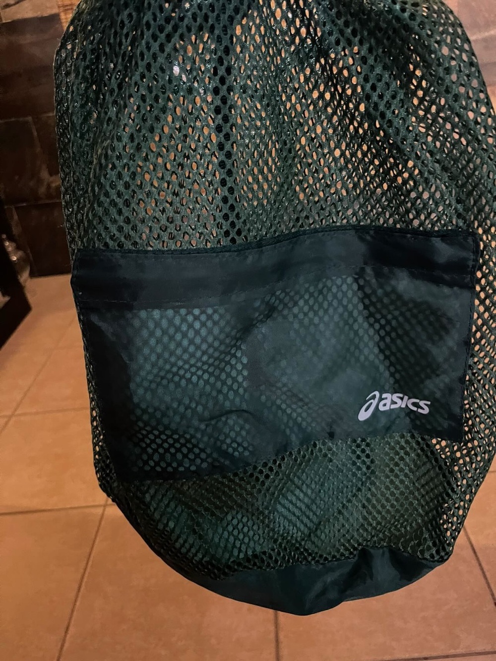 ASICS Olive Green Mesh Drawstring Backpack - Picture 3 of 4